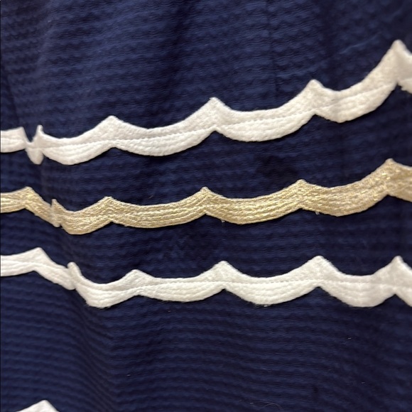 Lilly Pulitzer One-Shoulder Navy and Gold Striped Dress - Picture 2 of 6